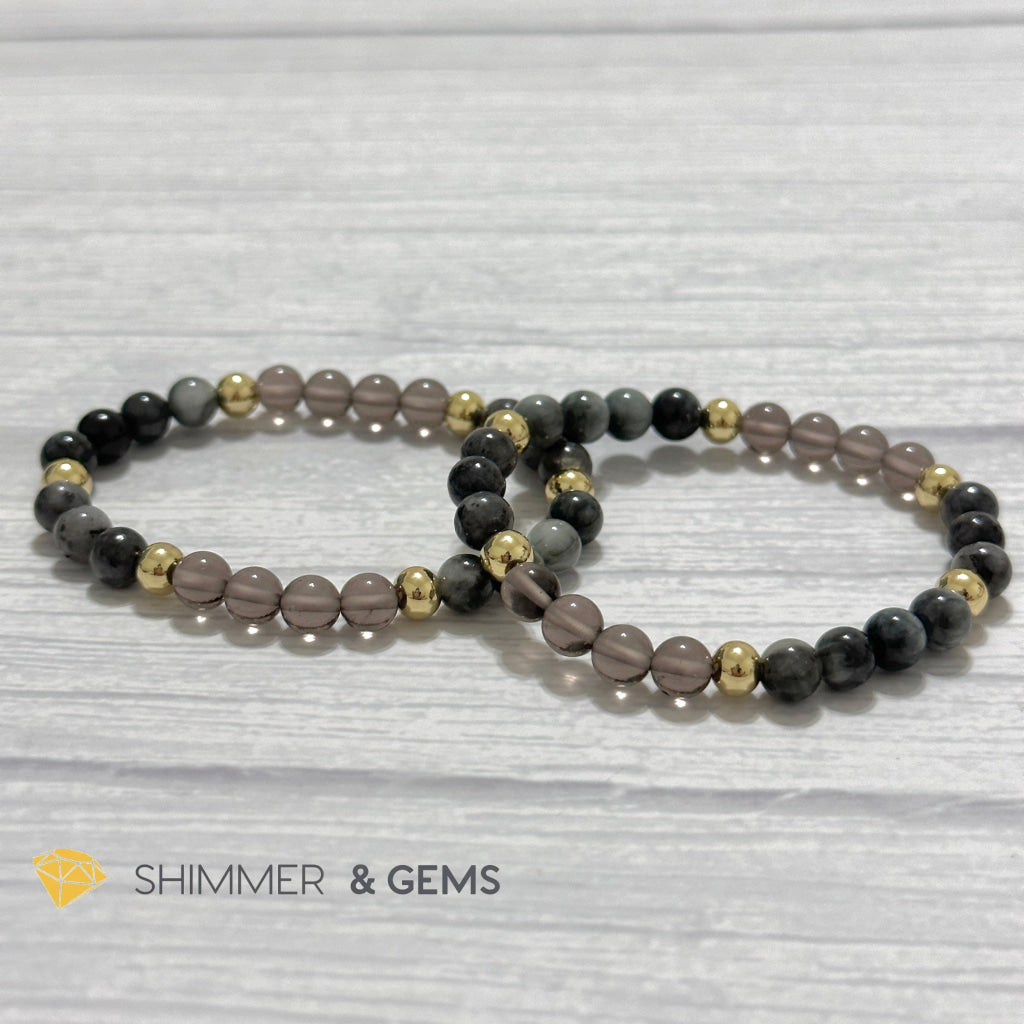 Magic and Protection Remedy Bracelet (Hawk’s Eye, Smoky Quartz & Black Moonstone 6mm +14k gold filled)