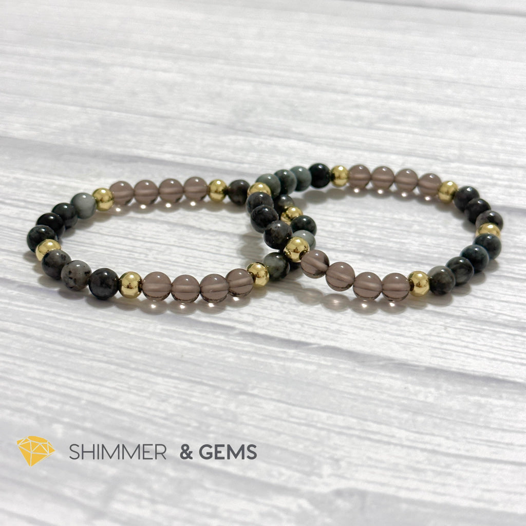 Magic and Protection Remedy Bracelet (Hawk’s Eye, Smoky Quartz & Black Moonstone 6mm +14k gold filled)