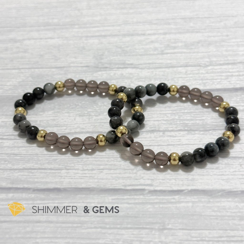 Magic and Protection Remedy Bracelet (Hawk’s Eye, Smoky Quartz & Black Moonstone 6mm +14k gold filled)