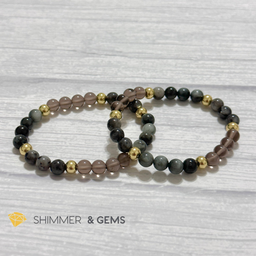 Magic and Protection Remedy Bracelet (Hawk’s Eye, Smoky Quartz & Black Moonstone 6mm +14k gold filled)