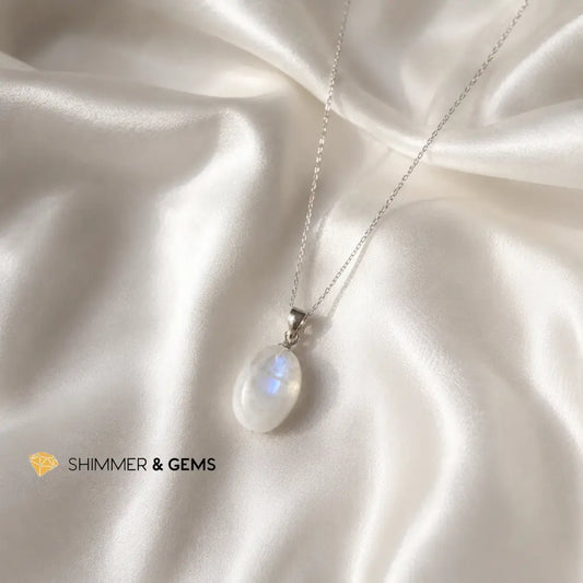 Moonstone 13mm Oval 925 Sterling Silver Pendant - 13mm Pendant