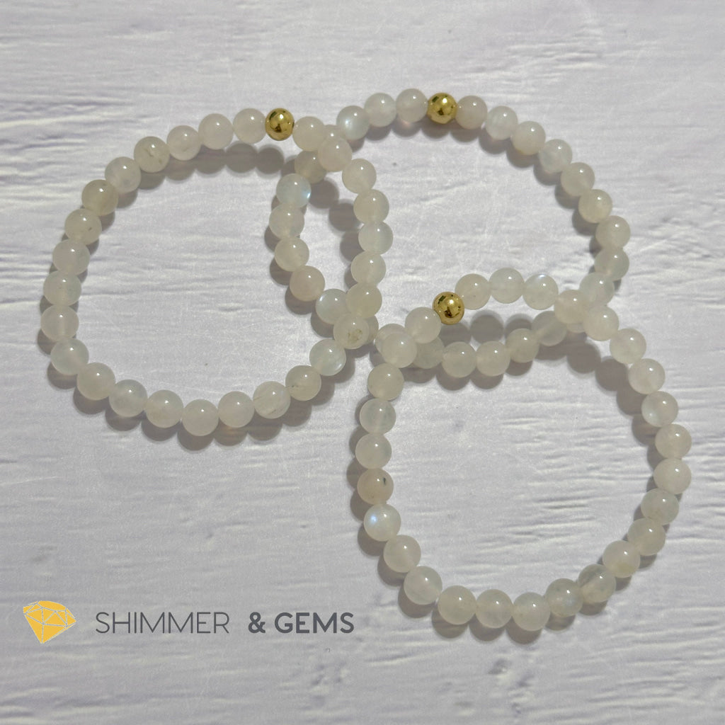 Moonstone 6mm Bracelet with 14k gold filled bead