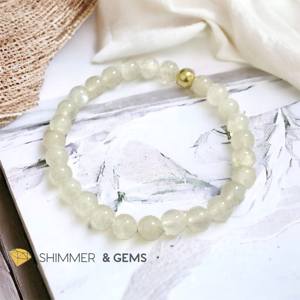 Moonstone 6mm Bracelet with 14k gold filled bead