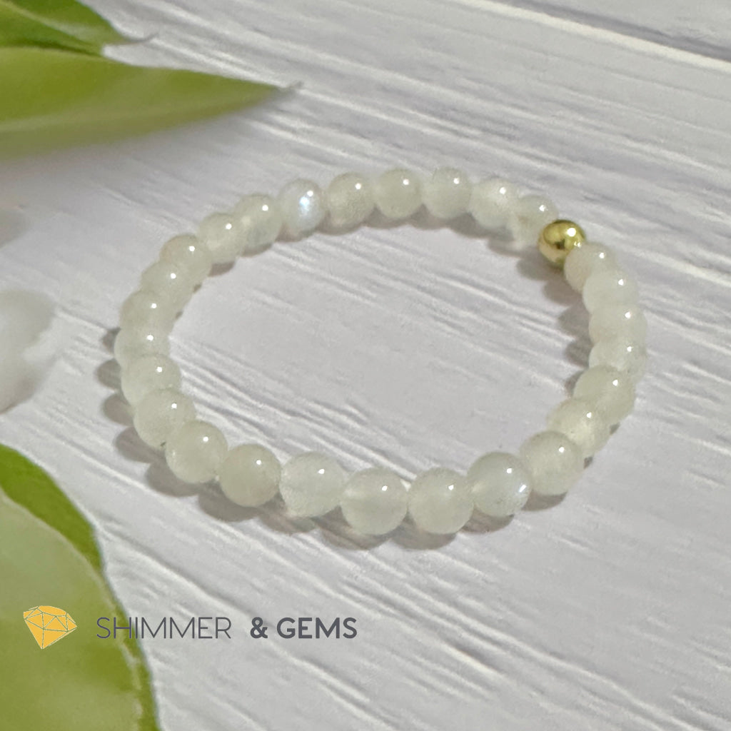 Moonstone 6mm Bracelet with 14k gold filled bead