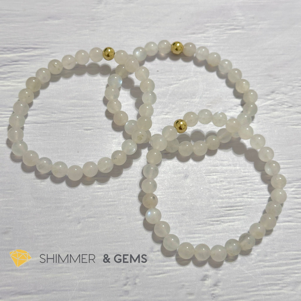 Moonstone 6mm Bracelet with 14k gold filled bead