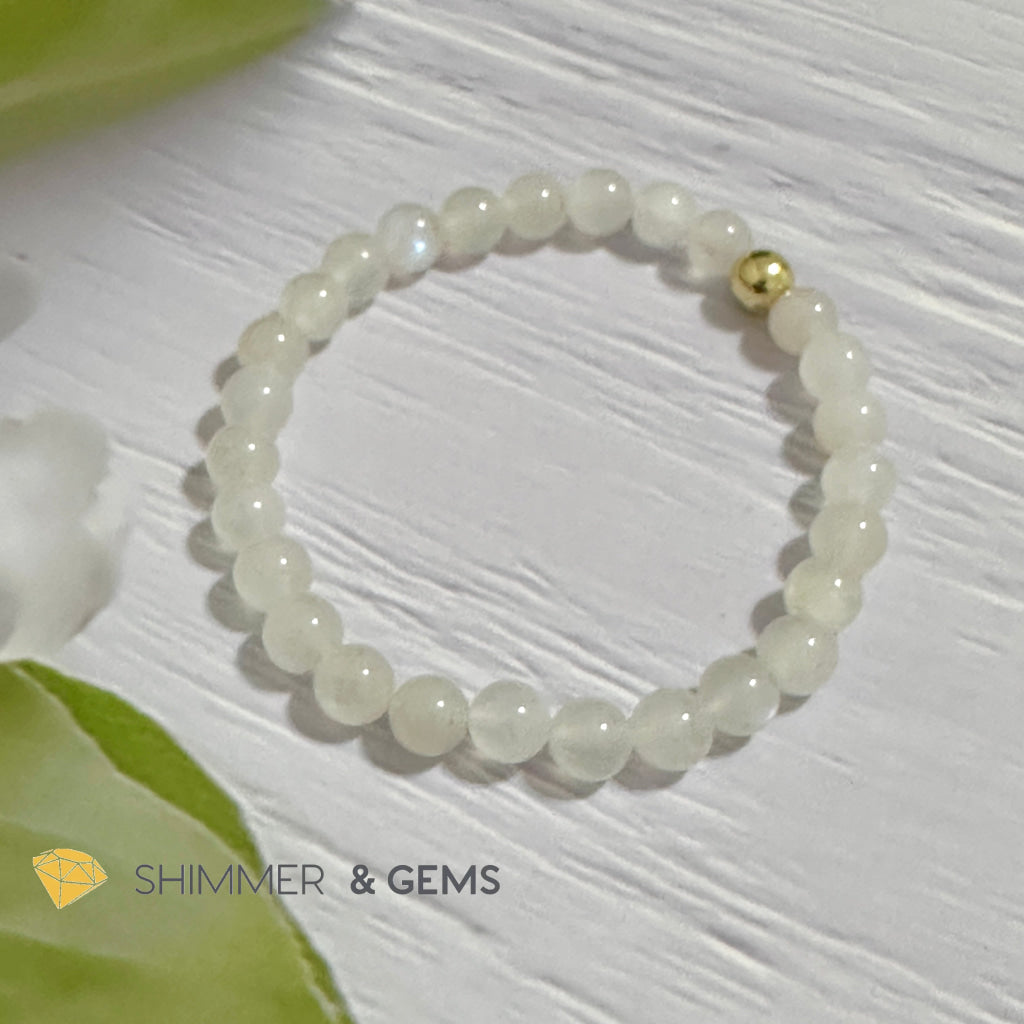 Moonstone 6mm Bracelet with 14k gold filled bead