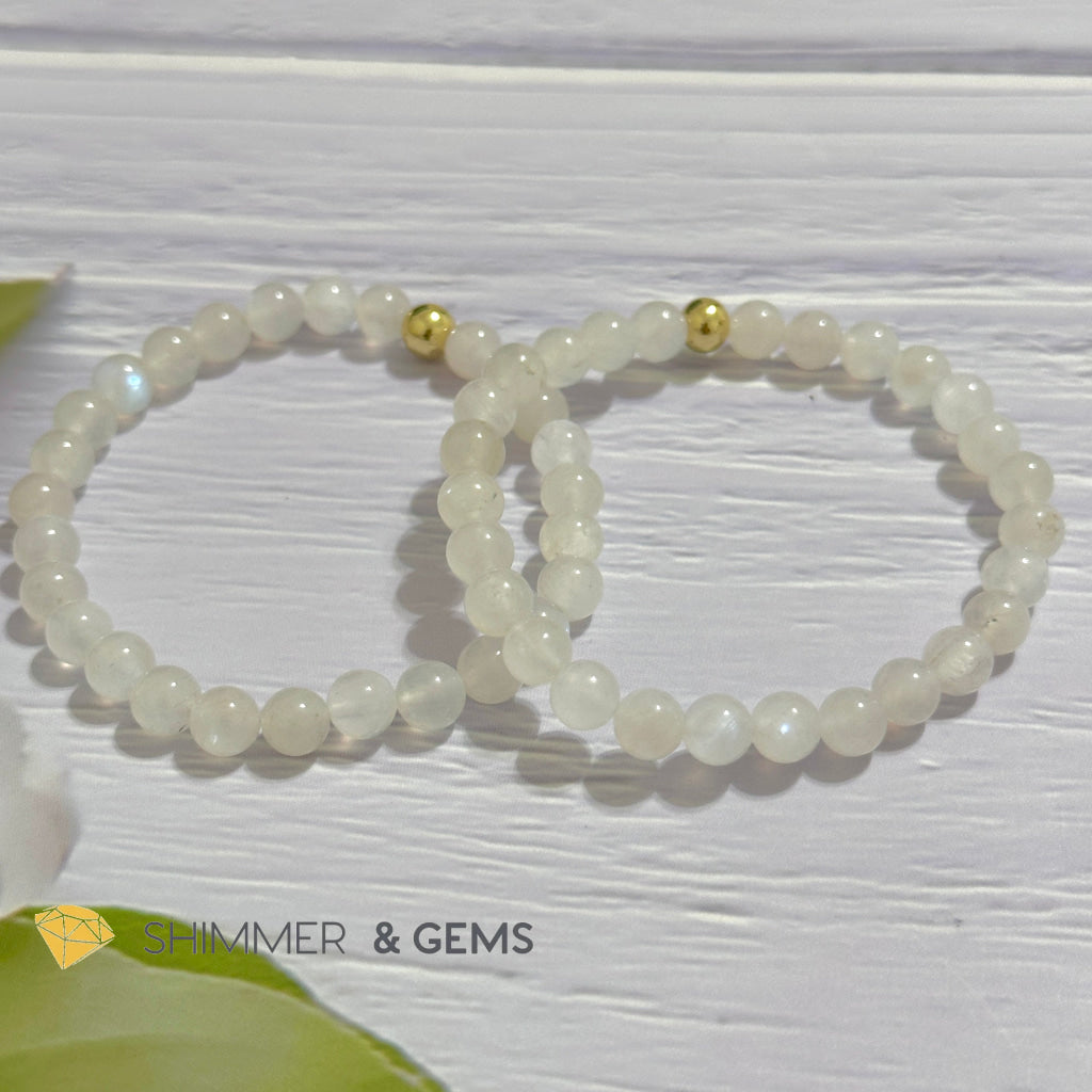 Moonstone 6mm Bracelet with 14k gold filled bead