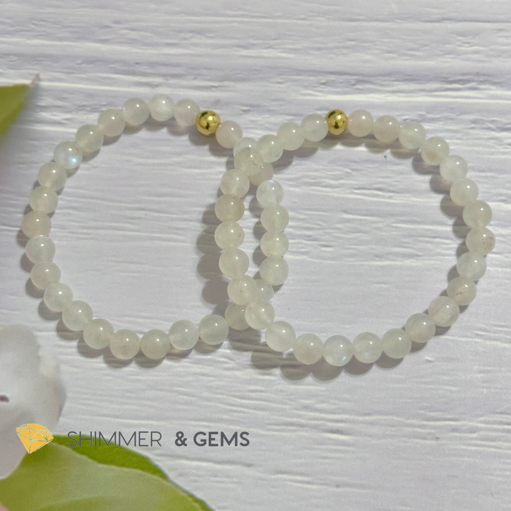 Moonstone 6mm Bracelet with 14k gold filled bead
