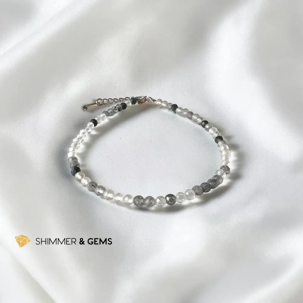 Moss Agate 3mm in Stainless Silver Bracelet