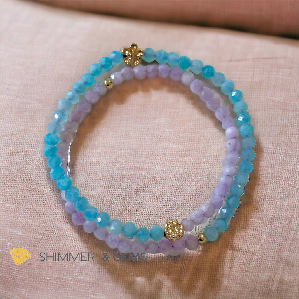 Mother Mary Infinity Double Bracelet (Amazonite & Kunzite) Calm & Faith