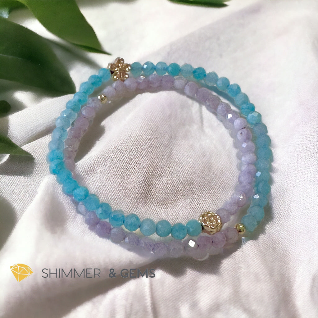 Mother Mary Infinity Double Bracelet (Amazonite & Kunzite) Calm & Faith