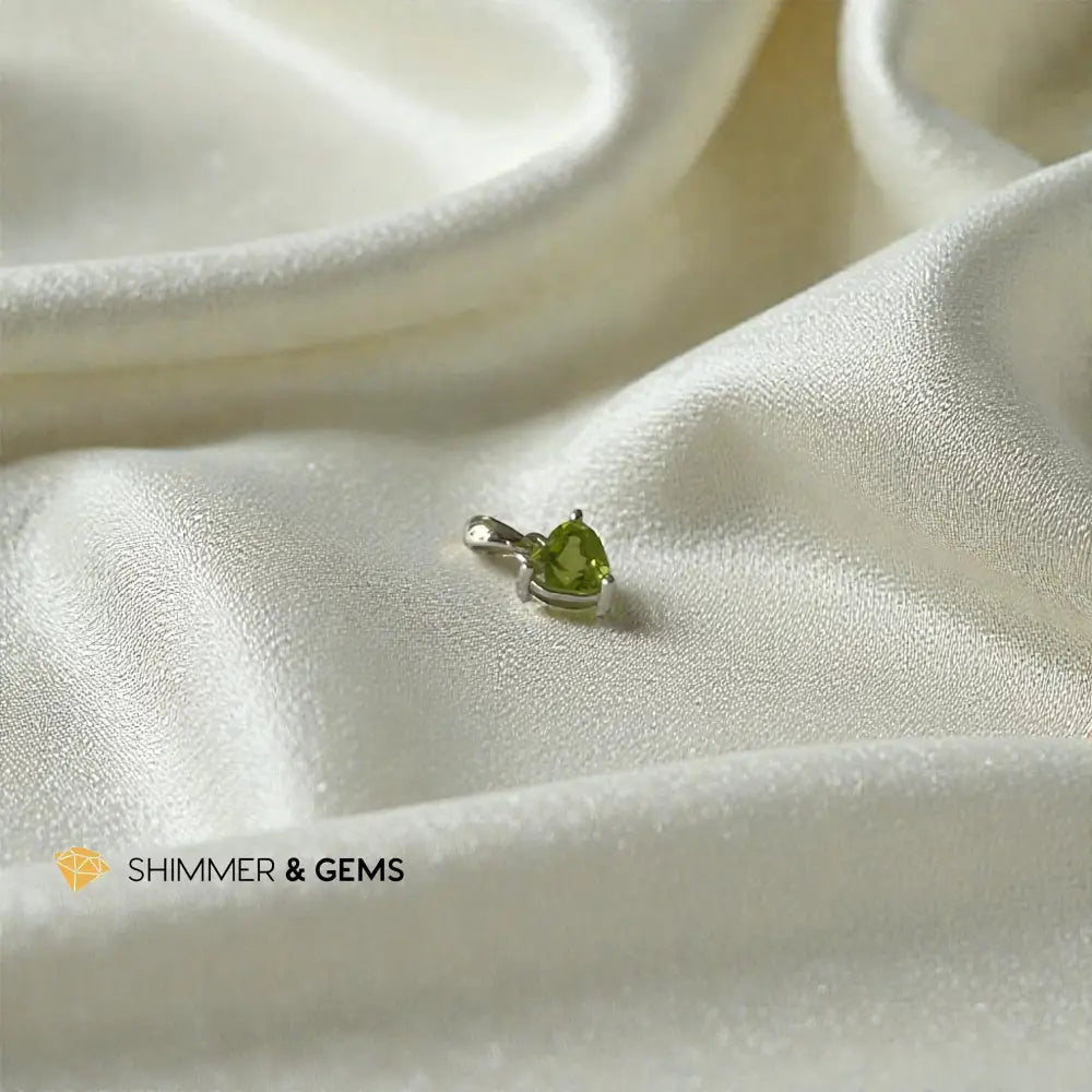 Peridot 5mm Heart 925 Sterling Silver Pendant 5mm Pendant