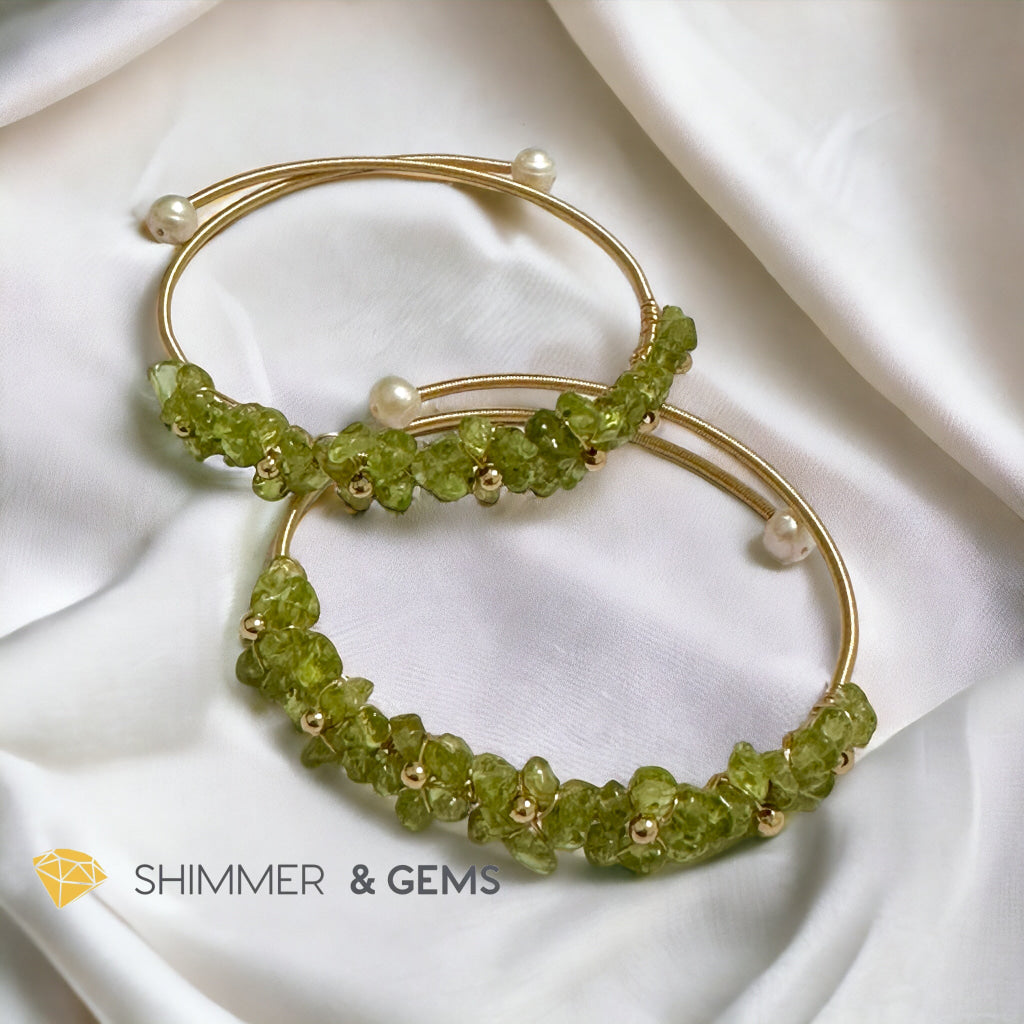 Peridot Bangle (Handmade Wirewrapped 14k gold filled)