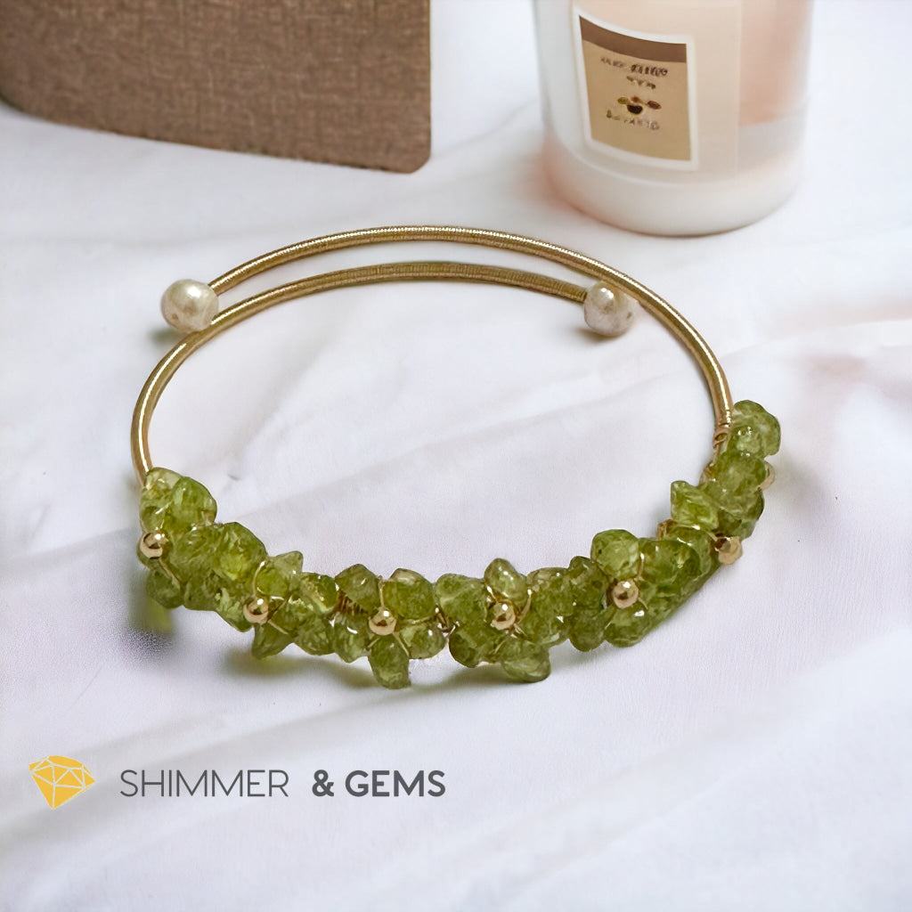 Peridot Bangle (Handmade Wirewrapped 14k gold filled)
