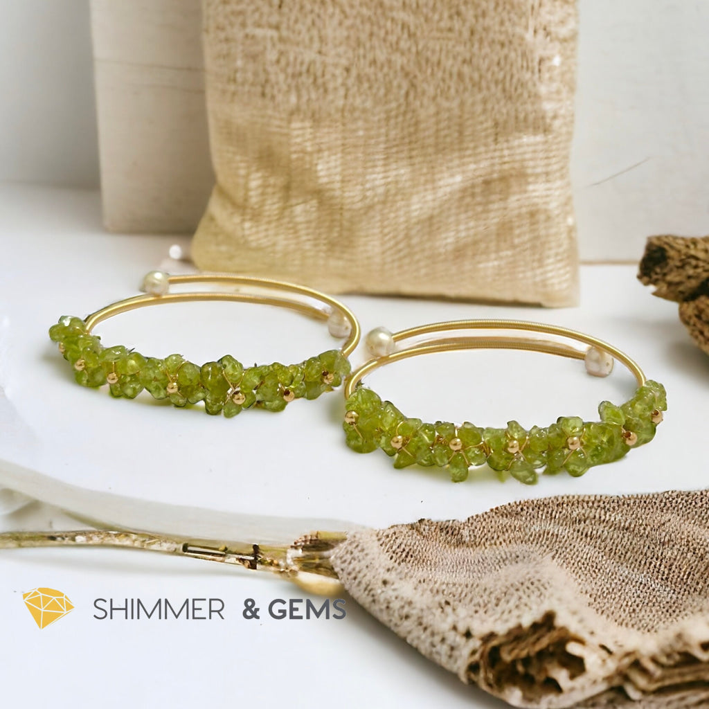Peridot Bangle (Handmade Wirewrapped 14k gold filled)
