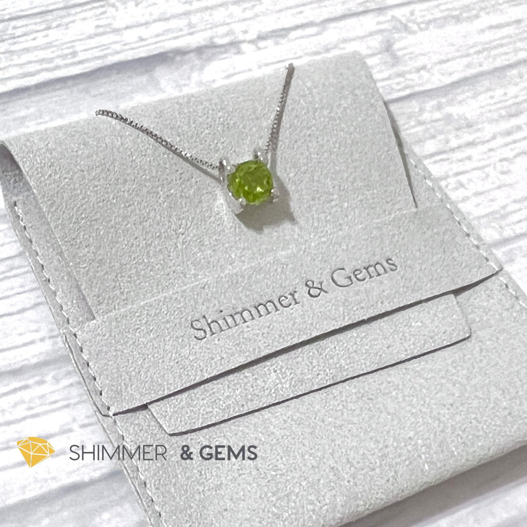 Peridot Faceted Round 7Mm 925 Silver Pendant