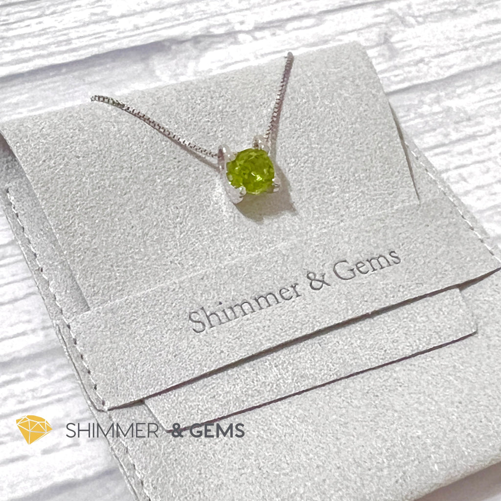 Peridot Faceted Round 7Mm 925 Silver Pendant