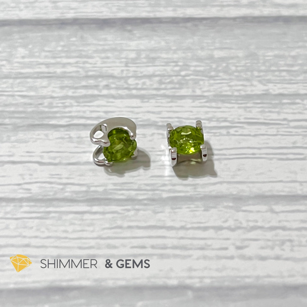Peridot Faceted Round 7Mm 925 Silver Pendant