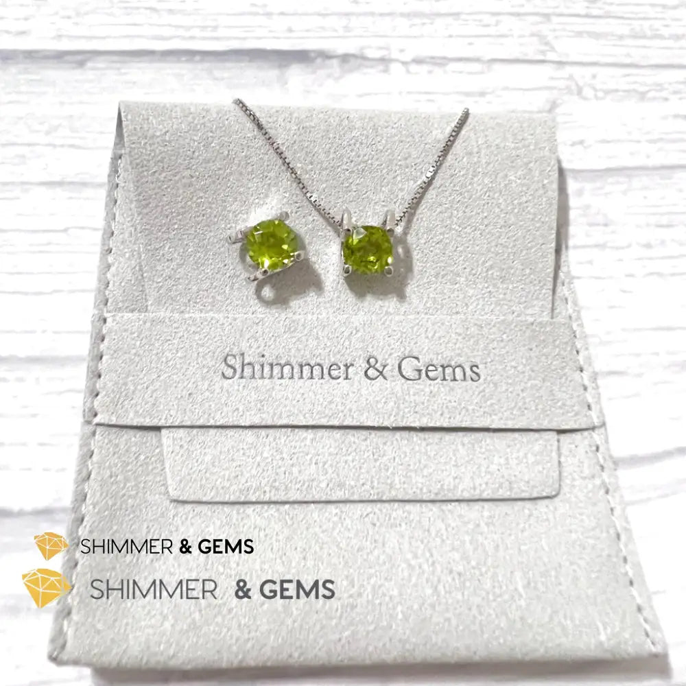 Peridot Faceted Round 7Mm 925 Silver Pendant