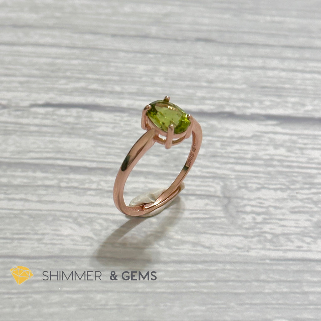 Peridot Rose Gold Oval 925 Silver Ring