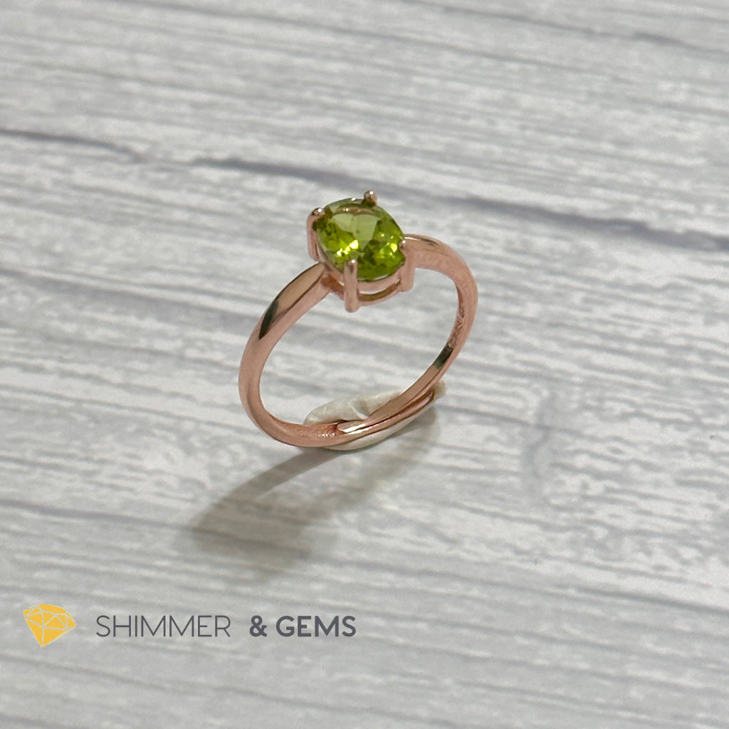 Peridot Rose Gold Oval 925 Silver Ring