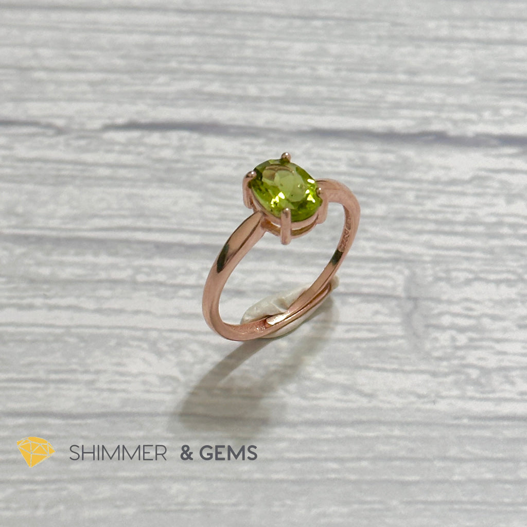 Peridot Rose Gold Oval 925 Silver Ring