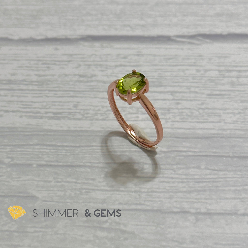 Peridot Rose Gold Oval 925 Silver Ring