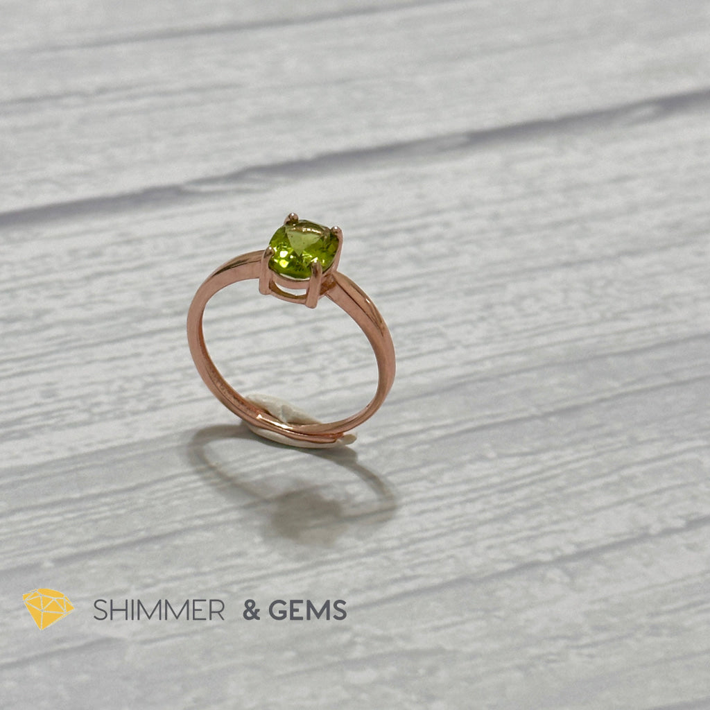 Peridot Rose Gold Oval 925 Silver Ring
