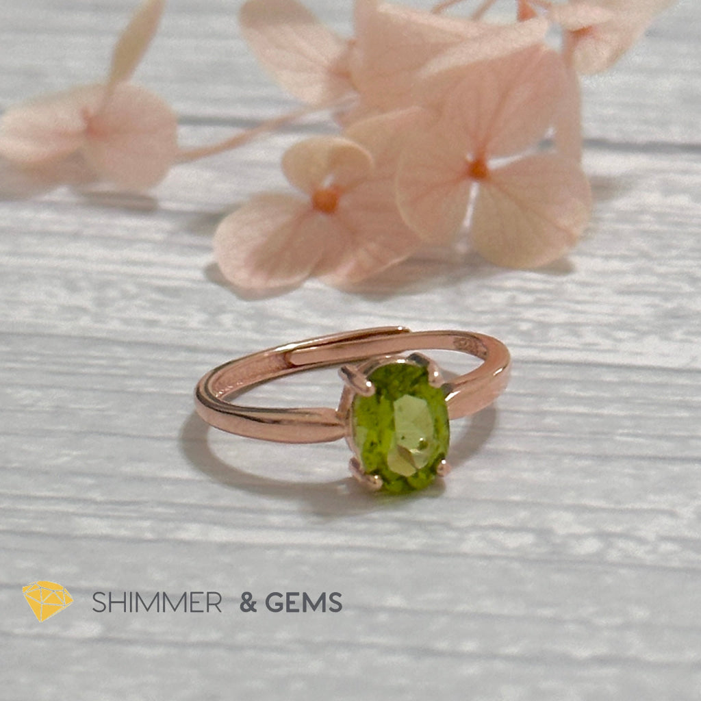 Peridot Rose Gold Oval 925 Silver Ring