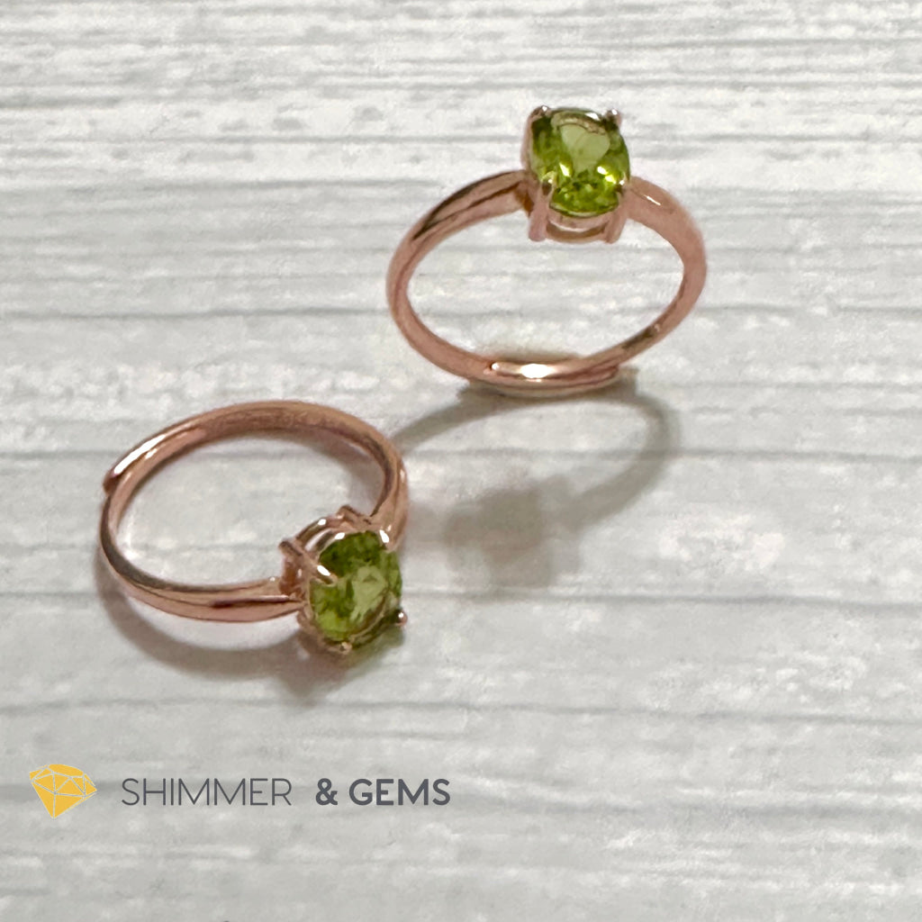 Peridot Rose Gold Oval 925 Silver Ring