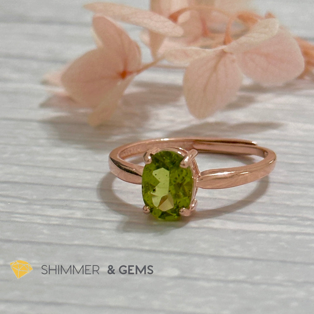 Peridot Rose Gold Oval 925 Silver Ring