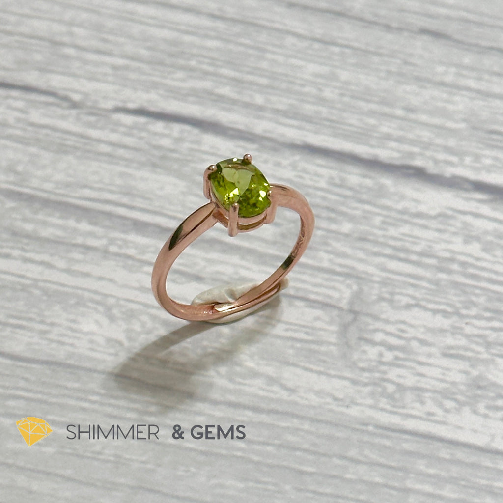 Peridot Rose Gold Oval 925 Silver Ring