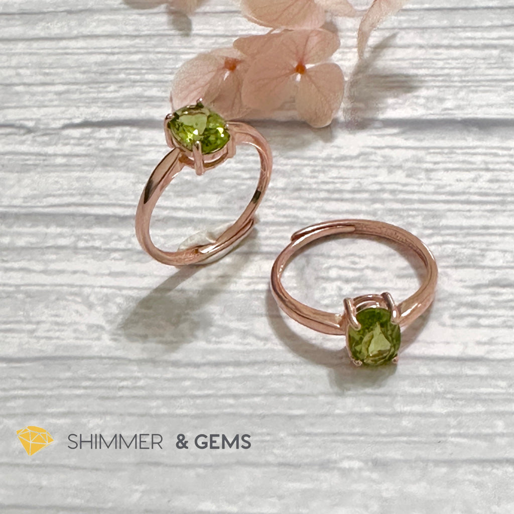Peridot Rose Gold Oval 925 Silver Ring