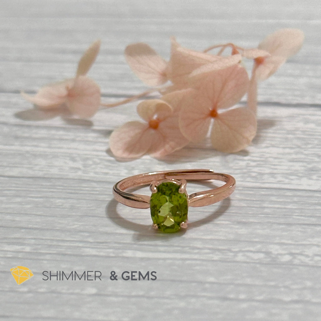 Peridot Rose Gold Oval 925 Silver Ring