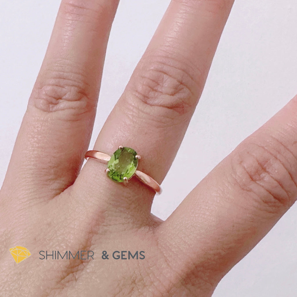 Peridot Rose Gold Oval 925 Silver Ring
