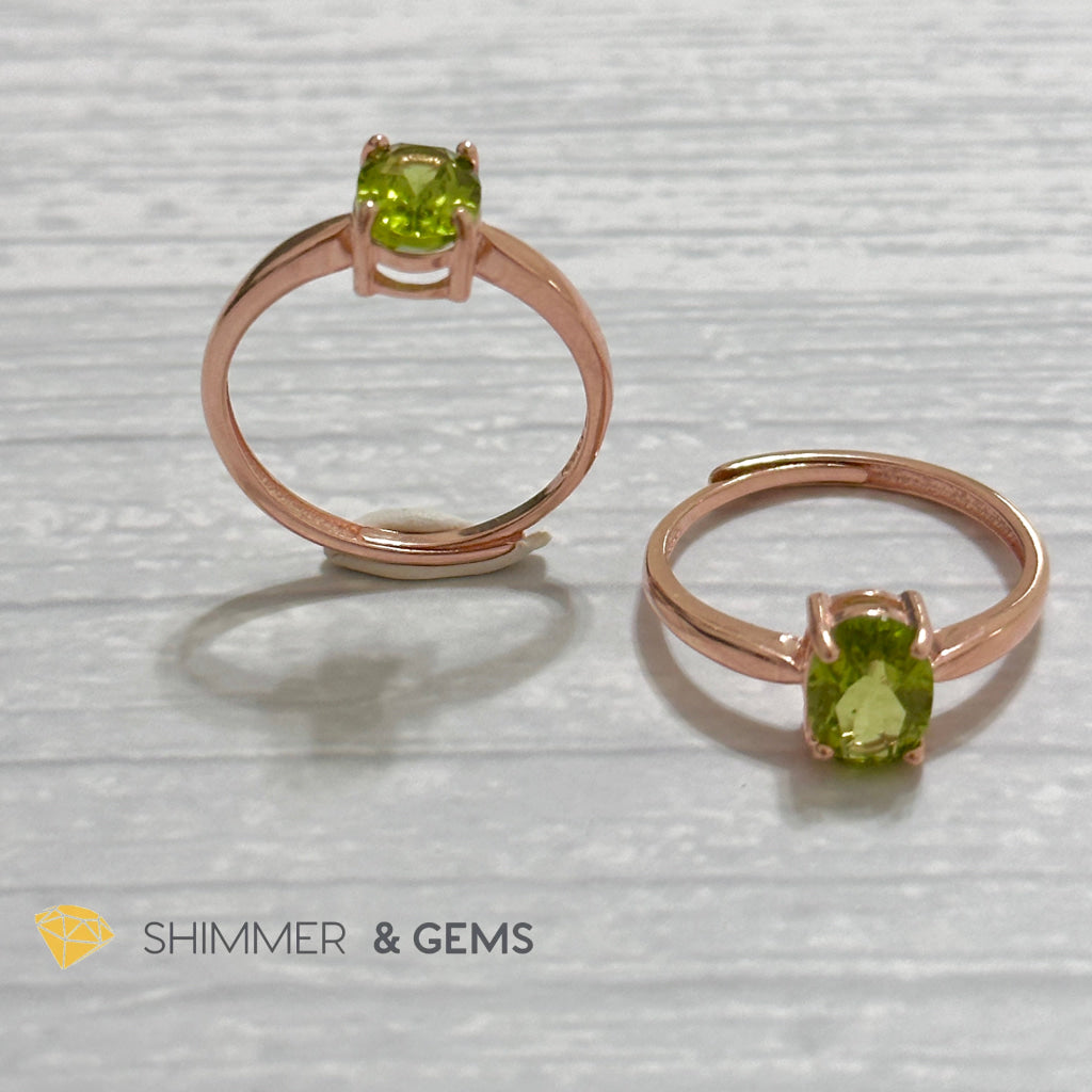 Peridot Rose Gold Oval 925 Silver Ring