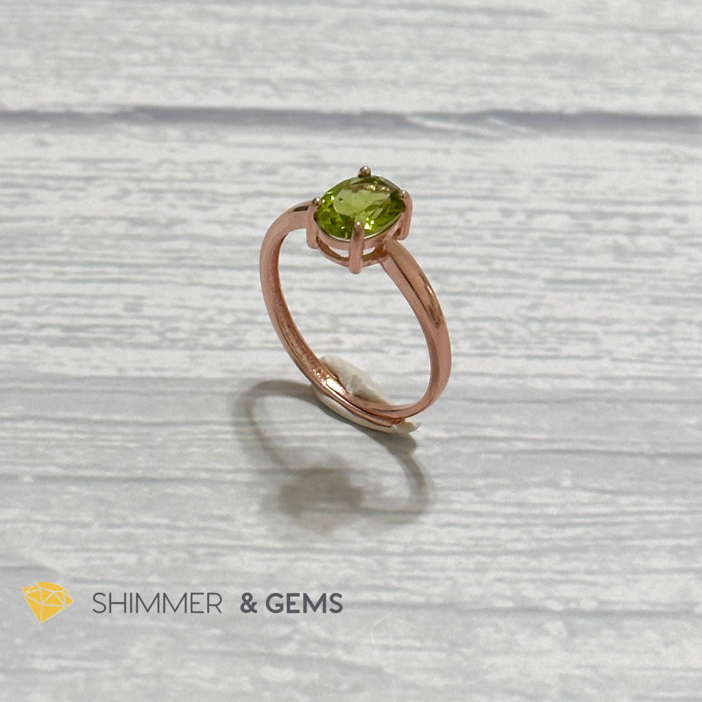 Peridot Rose Gold Oval 925 Silver Ring