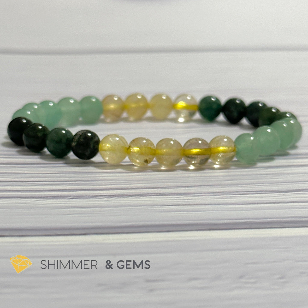 Prosperity Increase Remedy Bracelet (Moss Agate, Aventurine & Golden Rutilated 6mm)
