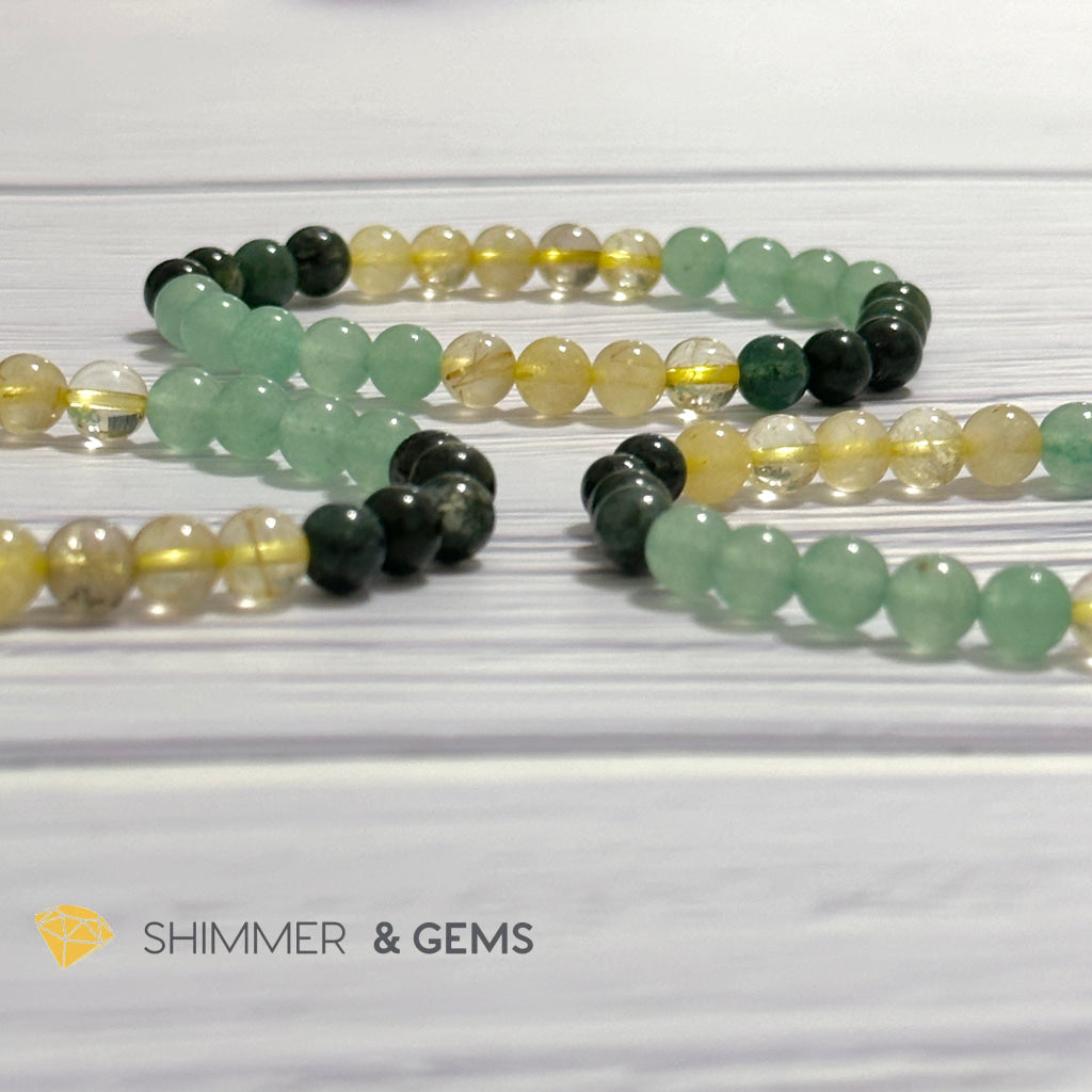 Prosperity Increase Remedy Bracelet (Moss Agate, Aventurine & Golden Rutilated 6mm)