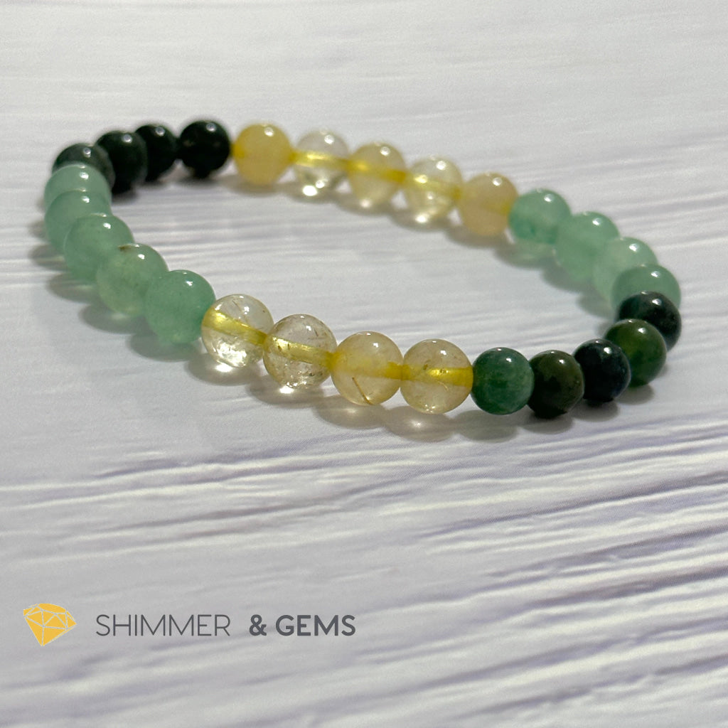 Prosperity Increase Remedy Bracelet (Moss Agate, Aventurine & Golden Rutilated 6mm)