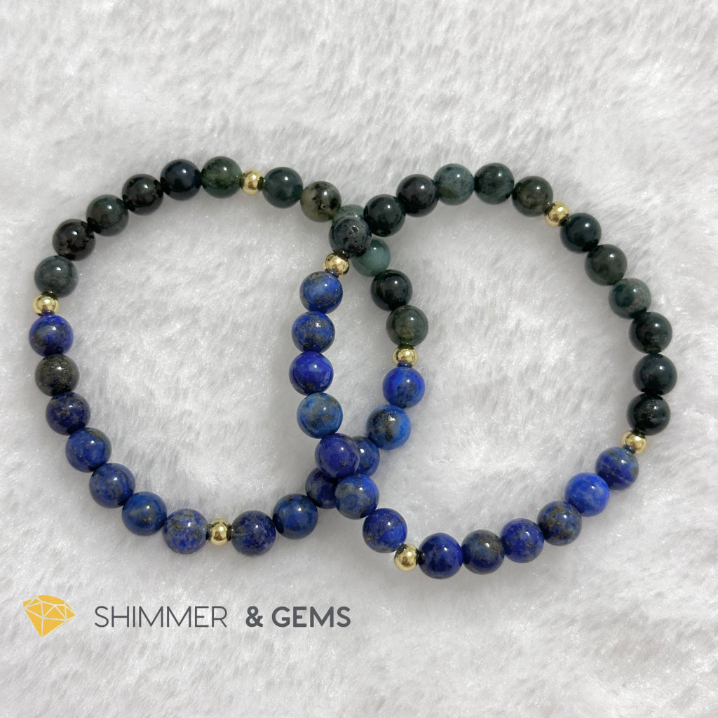 Rabbit Animal Zodiac 2024 Goodluck Bracelet (Lapis Lazuli & Moss Agate) Feng Shui