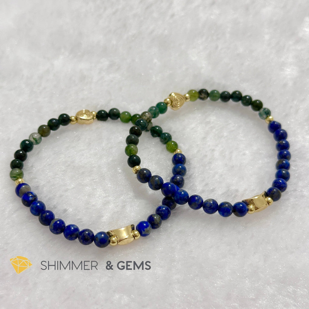 Rabbit Animal Zodiac 2024 Goodluck Bracelet (Lapis Lazuli & Moss Agate) Feng Shui