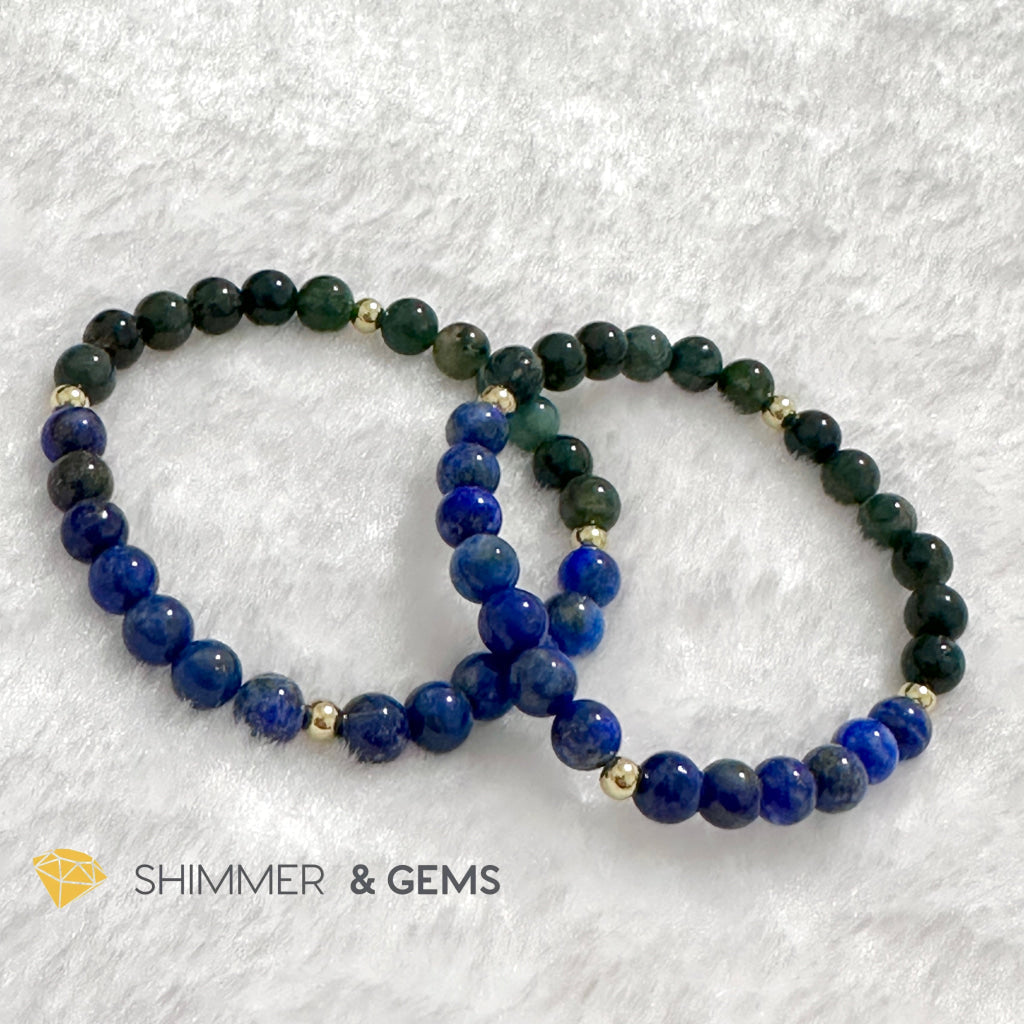 Rabbit Animal Zodiac 2024 Goodluck Bracelet (Lapis Lazuli & Moss Agate) Feng Shui