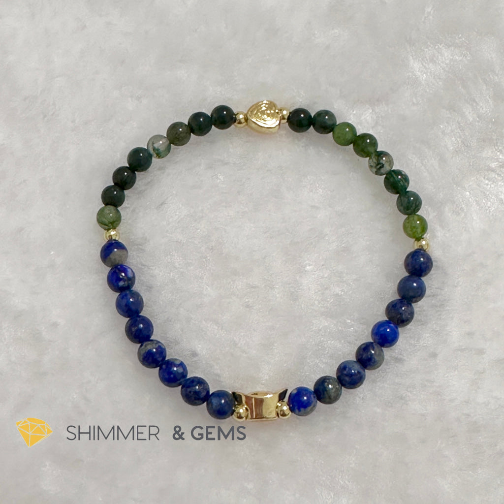 Rabbit Animal Zodiac 2024 Goodluck Bracelet (Lapis Lazuli & Moss Agate) Feng Shui