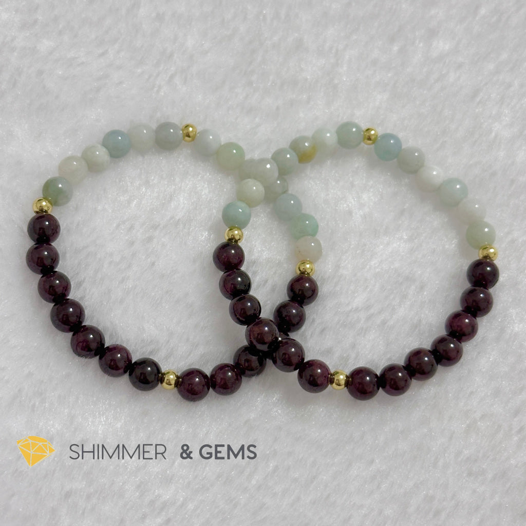 RAT Animal Zodiac 2024 Goodluck Bracelet (Burma Jade & Garnet) Feng Shui