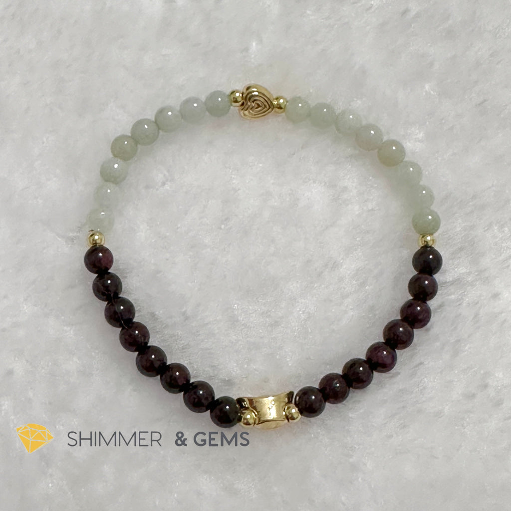 RAT Animal Zodiac 2024 Goodluck Bracelet (Burma Jade & Garnet) Feng Shui