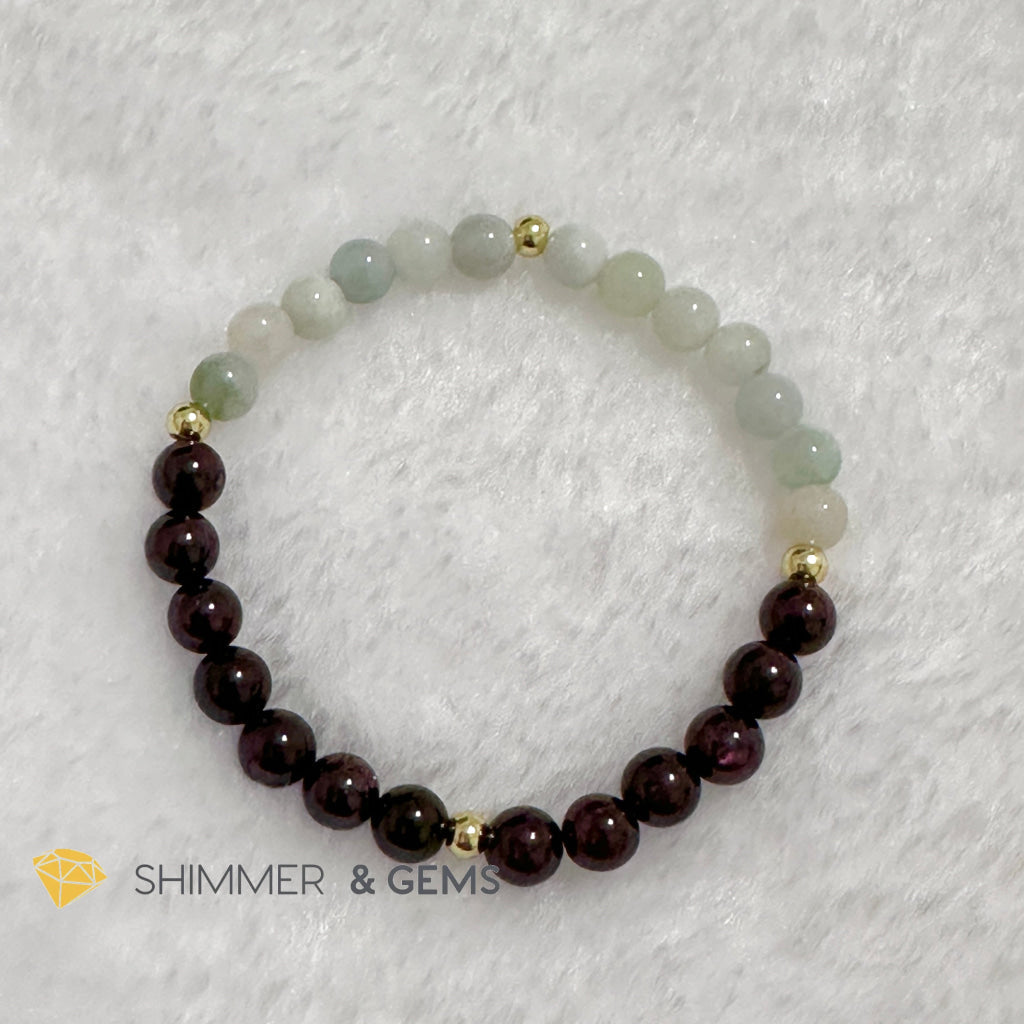 RAT Animal Zodiac 2024 Goodluck Bracelet (Burma Jade & Garnet) Feng Shui