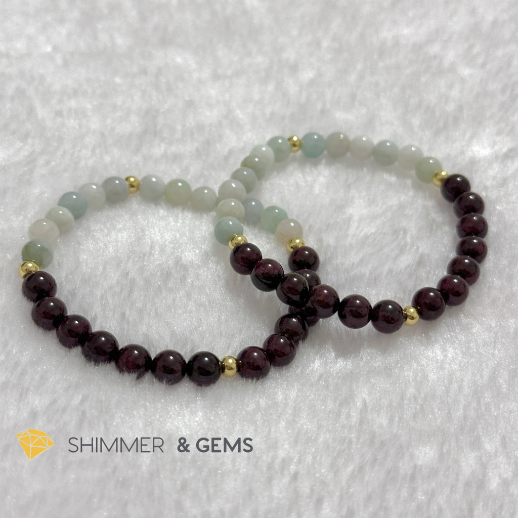 RAT Animal Zodiac 2024 Goodluck Bracelet (Burma Jade & Garnet) Feng Shui