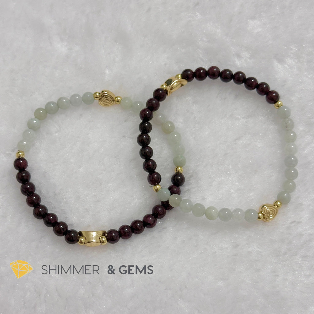 RAT Animal Zodiac 2024 Goodluck Bracelet (Burma Jade & Garnet) Feng Shui