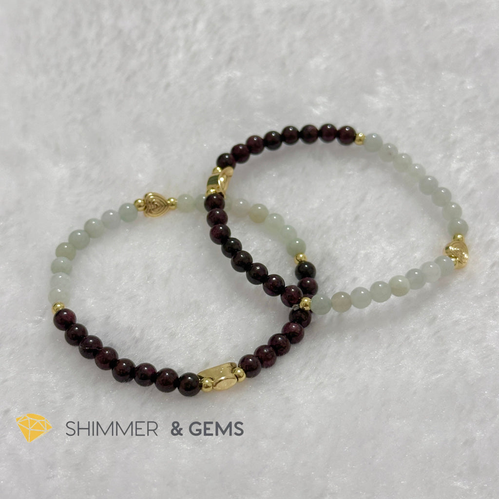 RAT Animal Zodiac 2024 Goodluck Bracelet (Burma Jade & Garnet) Feng Shui